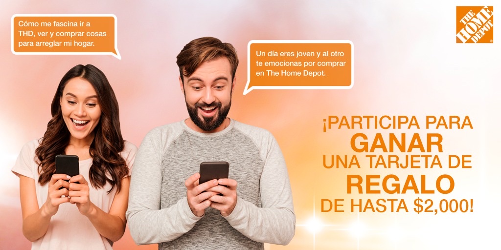 ¡Participa! Comenta una frase que diga por qué THD hace feliz a tu hogar. Usa el hashtag #HomeDepotMx al escribirla. 🎊¡Las 2 frases más originales ganarán!🎊 Checa las bases: bit.ly/341V8mv