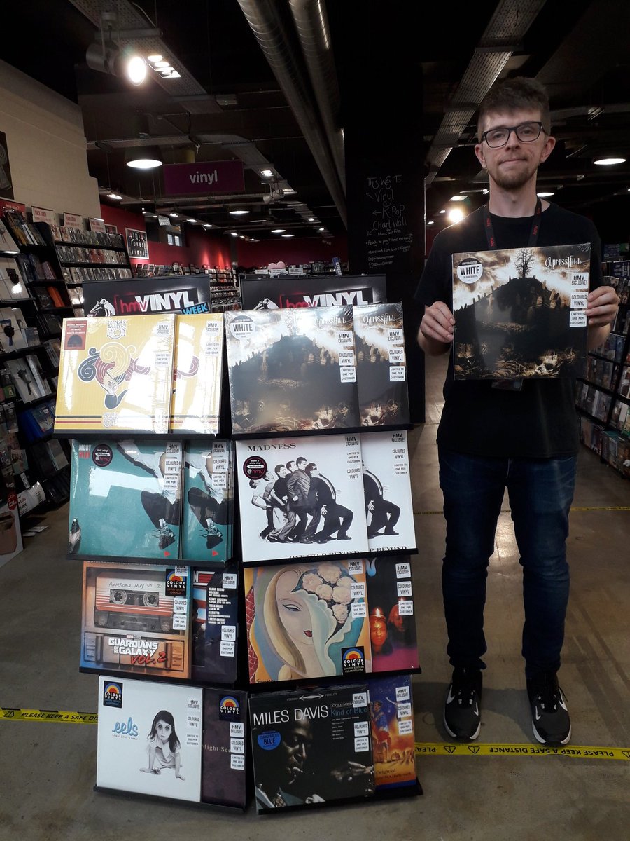 hmvColchester's tweet image. Jim and Sam with their favourite #hmvExclusive titles. What have you spotted? Open from 9.30am and available to the #firstcome #firstserved.  Stock is very #limited so one copy, per title, per customer 
#hmvVinylWeek @CulverSquare #Colchester 🎵🎵🎵