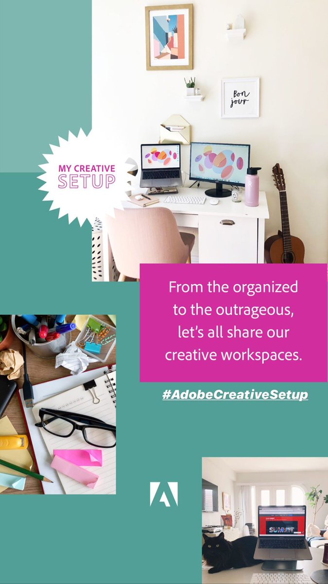 Acrobat's tweet image. Every home workspace is as unique as the person who uses it. Check out #AdobeCreativeSetup and get inspired. adobe.ly/2Y3MjF5