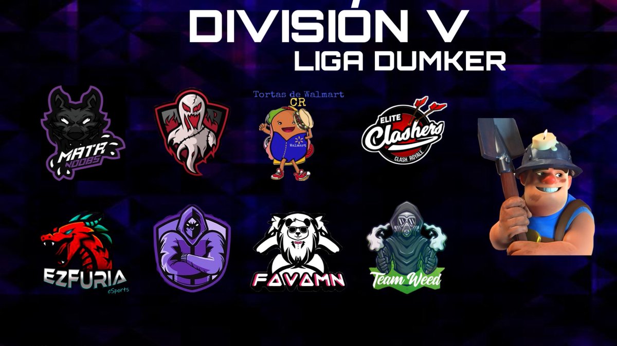 División 5 - Liga Dumker 🎖

<a href="/MataNoobsMN/">Mata Noobs</a>
<a href="/WeArePhantomGG/">Phantom Gaming</a>
<a href="/TortasTW/">Tortas de Walmart</a>
<a href="/ELITECLASHERS1/">ELITE CLASHERS®</a>
<a href="/EzFuria_eSports/">EzFuria eSports</a> 
<a href="/MxCantera/">Cantera MX</a>
<a href="/TeamWeed6/">@TeamApocalipsis</a>
<a href="/alex_diaz207/">ALEX</a>