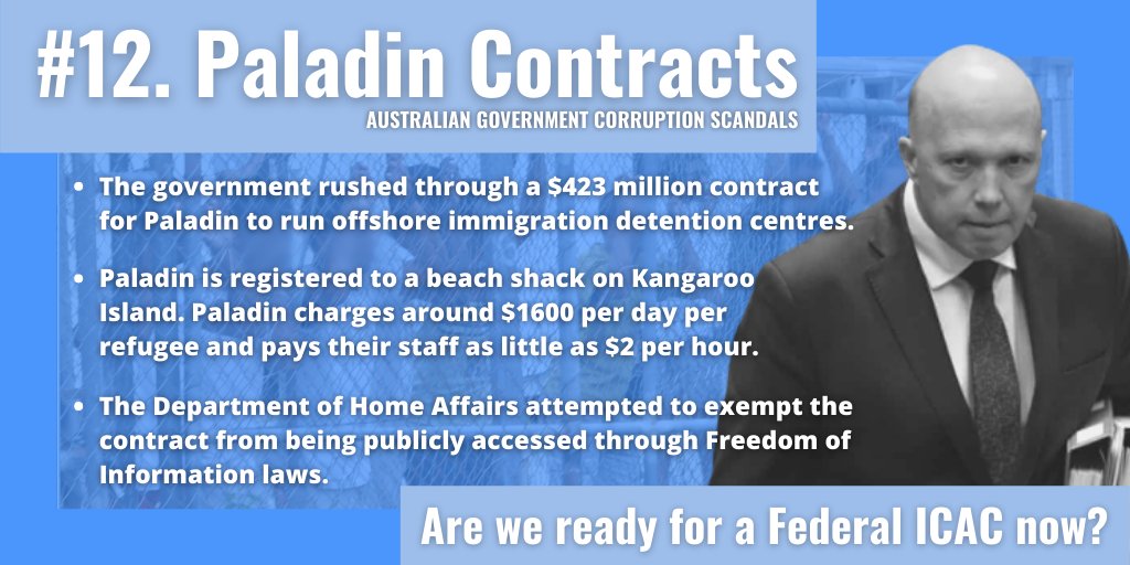 Australian Government Corruption Scandals #Paladin &  @PeterDutton_MP 12/17