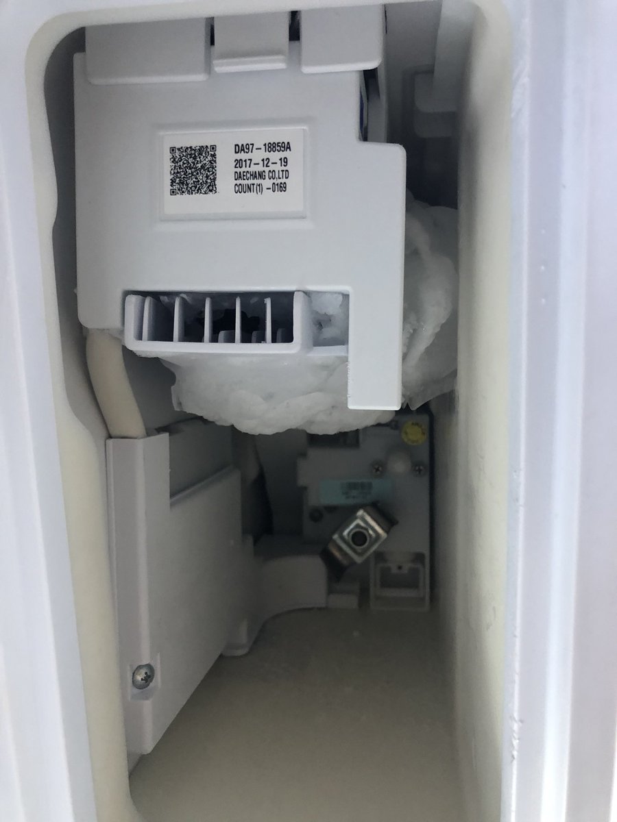 zgermanmike's tweet photo. @SamsungUS we bought a $3600 fridge and it has obvoius design flaws. Everybody knows about it. The ice maker freezes up every 2 weeks. Why can’t this just be fixed. It’s $3600!! https://t.co/MFa7PaO1wp