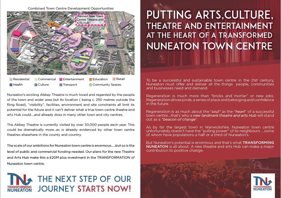 abbeynuneaton's tweet photo. Fed up of Covid Blues?
Some good news from the team who run @abbeynuneaton and the Transforming Nuneaton Project - check out the promo brochure for details of the plans for the new theatre and arts complex for our town!!

Please share and re-tweet!
:D https://t.co/lK0Lq7R1pI