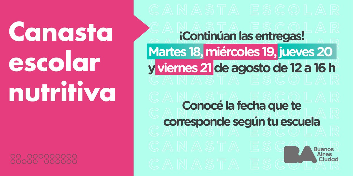 La próxima semana realizaremos la entrega número 11 de la Canasta Escolar Nutritiva. Ante la emergencia sanitaria y mientras dure la suspensión de clases presenciales, continuaremos con las entregas cada quince días. Accedé a toda la información acá → bit.ly/CEN_11