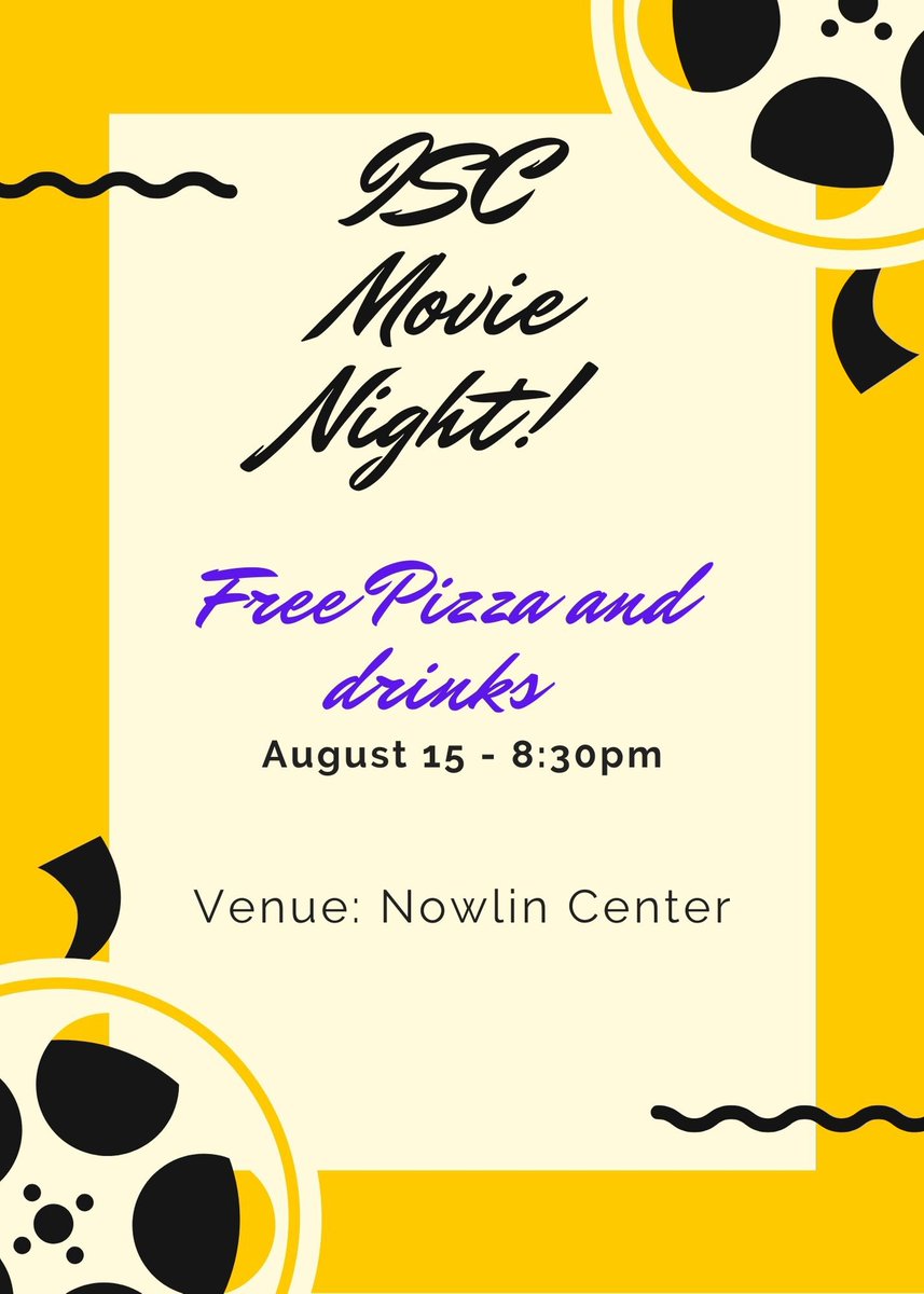 The OC international Student Council is hosting a movie night tomorrow at 8:30! Come to the Nowlin center for pizza and a good time. <a href="/okchrisISC/">OC International Student Council</a>
