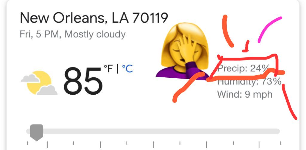 KelcyMae's tweet image. Seriously, AccuWeather? Such a joke. Wish we had the old @wunderground. Where are they now?  Anyone know? #nolaweather #rainyday
