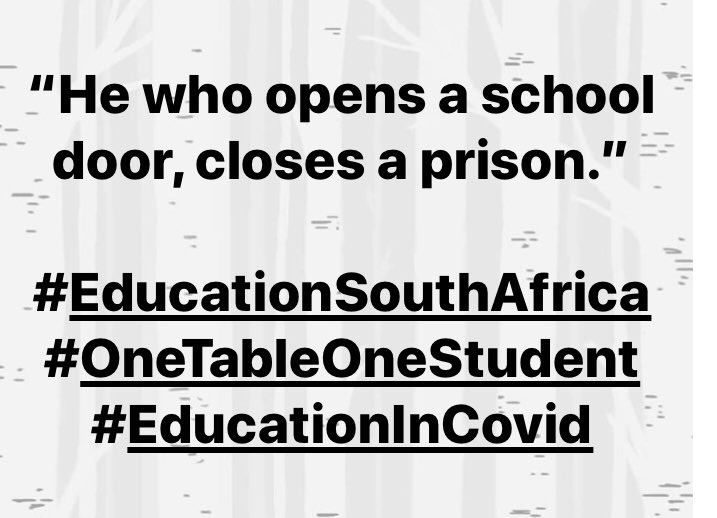 each_foundation's tweet photo. #EducationWithCOVID #EducationSouthAfrica #OneTableOneStudent #EducationInCovid ✊🏾✊🏾✊🏾✊🏾 https://t.co/UKwxgKbhzn