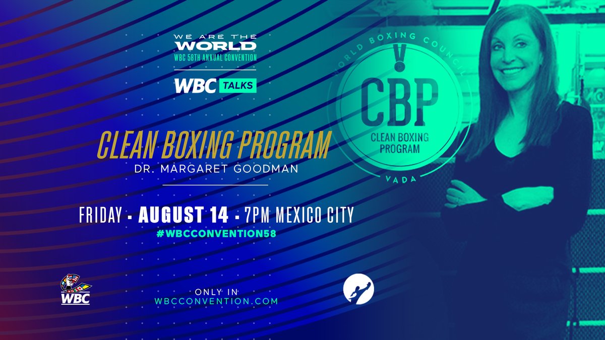 WBCBoxing's tweet photo. 🥊🎙 WBC Talks 🎙🥊
.
🔰 https://t.co/AfMJgI7VJm
💥 Clean Boxing Program: Margaret Goodman.
🗓 Friday 14, 7:00 PM (Mexico City time)
.
#WBCtalks #WBCconvention58 https://t.co/q0YslOr9bO