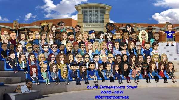 CluteRobotics's tweet photo. Social distancing staff photo! Bitmoji style! https://t.co/PnrYX1mVrQ