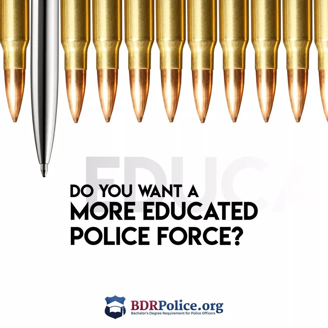BdRpolice's tweet photo. https://t.co/yTM1pIF5Cn aims to ensure that 51% of all US #police officers hold a bachelor’s degree in Criminal Justice by December 31, 2030. 

https://t.co/IBIoktd6a4 #BDRPolice #PoliceBrutality #CriminalJusticeDegree #PoliceReform https://t.co/kt9NymFRYj