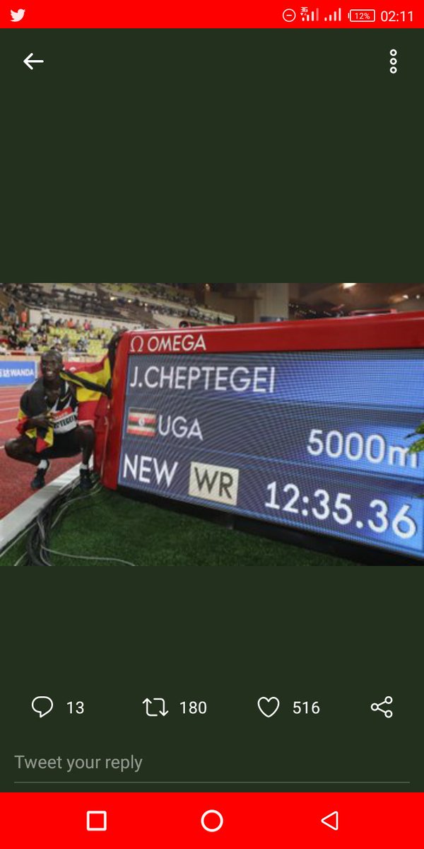 Dovetreesafaris's tweet photo. Congratulations to our very own 16 year old Joshua Cheptegai🇺🇬 who wins gold at the Monaco Diamond League 5,000 meters race setting a new record of 12:35.36
.
.
.
.
#ug360🇺🇬 #visituganda🇺🇬 #diamondleague #worldrecord #newworldrecord #sport #tourism https://t.co/CegkQ1Kqy4