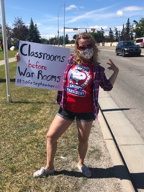 Disheartened that a group of peaceful & civic minded people looked like a threat. That the  #UCP MLA was more focused on the protest/chalk drawings and that myself a proud NDP was there, than taking action on the concerns of Albertans.  #ableg 2/3