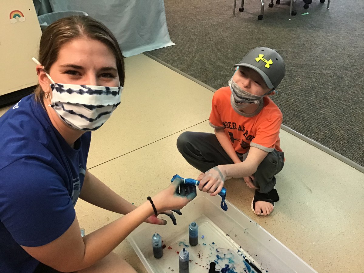 MustangUnified's tweet photo. We had so much fun tie dying masks!! 
The students can’t wait to sell them next week! :) https://t.co/nLIb4gUzcF