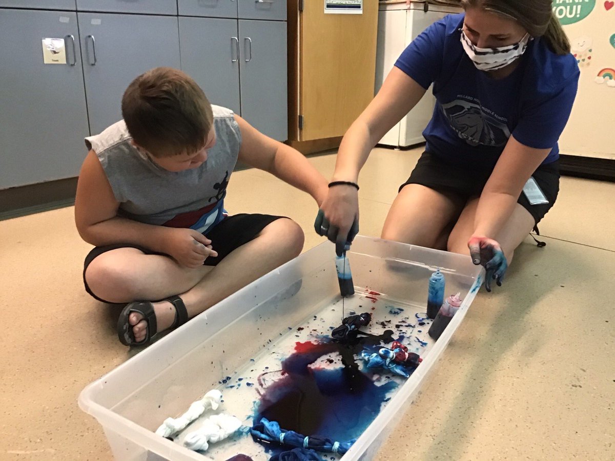 MustangUnified's tweet photo. We had so much fun tie dying masks!! 
The students can’t wait to sell them next week! :) https://t.co/nLIb4gUzcF