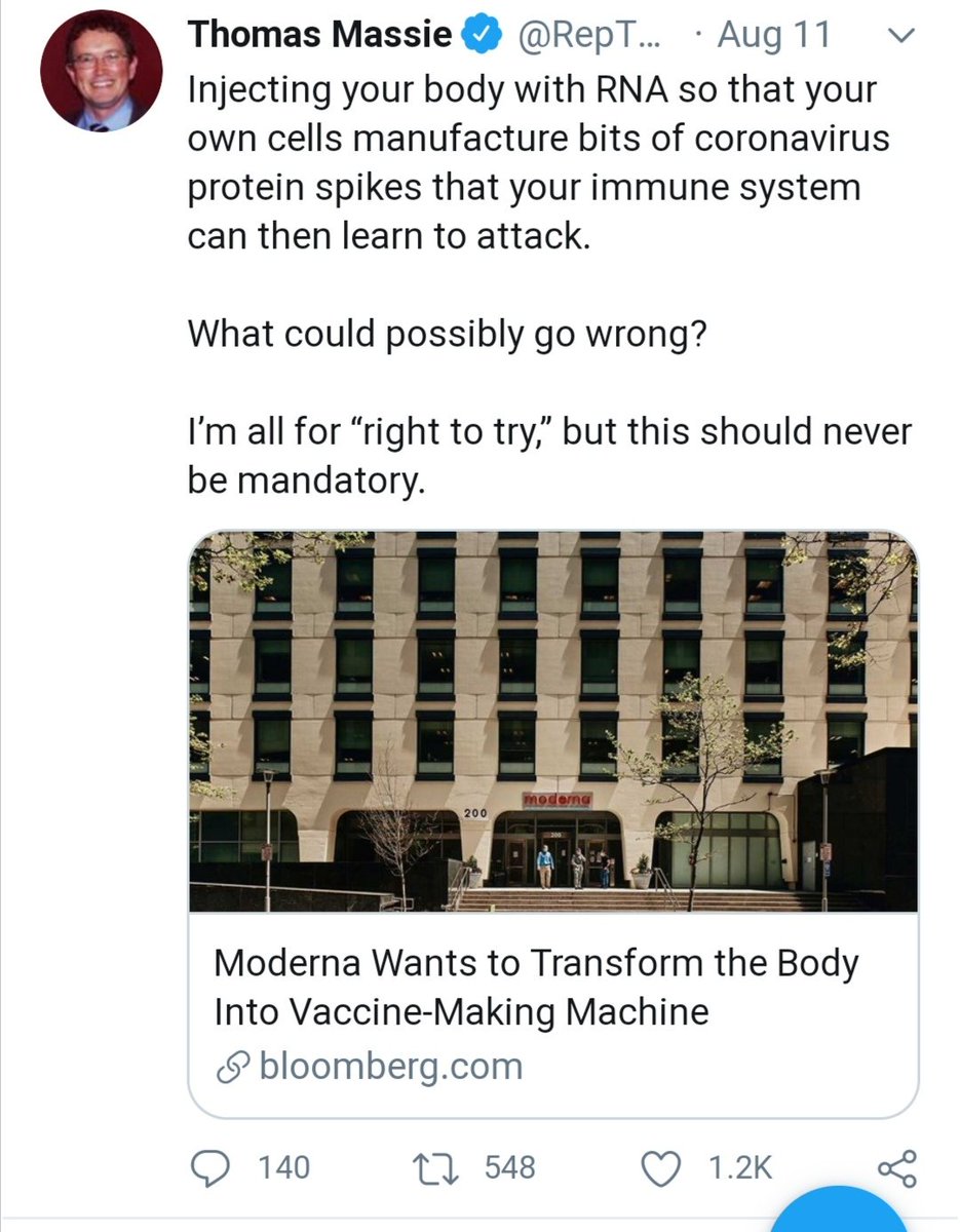 Kentucky State Representative  @RepThomasMassie speaks out about a mandatory COVID vaccine :