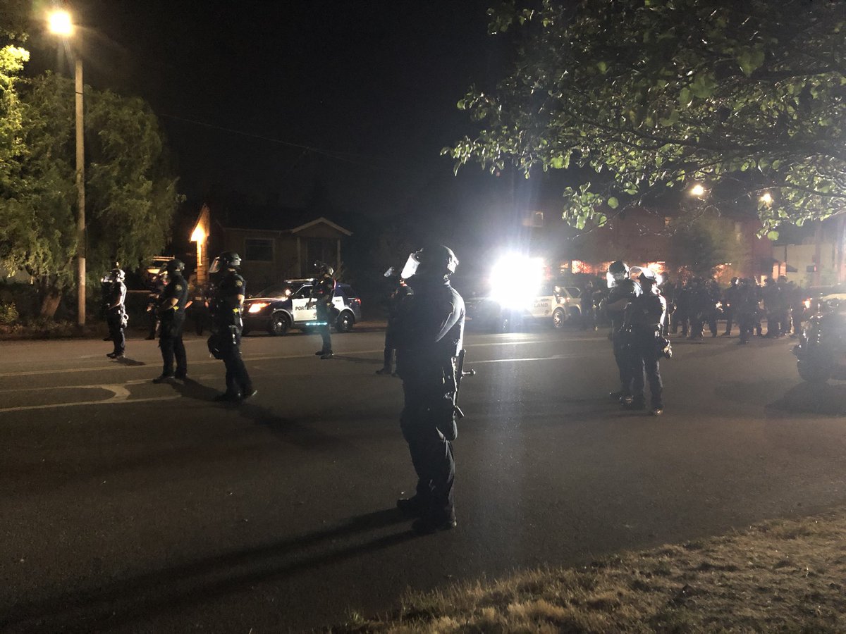 Police are making announcements over the LRAD telling protestors to get out of the street. Protestors are chanting “Take it to the streets, fuck the police, no justice, no peace.”  #portland  #salem  #salemoregon  #PortlandProtest  #portlandoregon  #oregon  #portlandprotests  #oregon