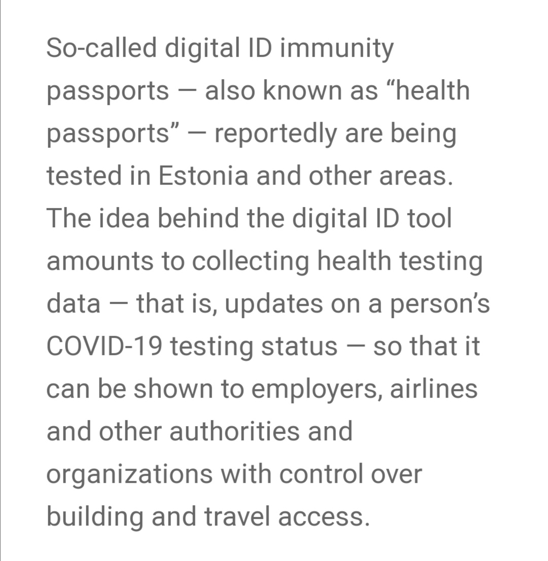 'Digital ID Immunity Passports Gain Steam Around the Globe' ... and confirm that this technology can/will be used to show vaccination status in future : https://www.secureidnews.com/news-item/digital-id-immunity-passports-gain-steam-around-the-globe/