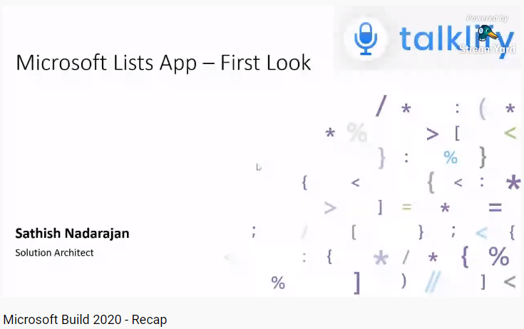 talklify's tweet image. @Microsoft Build 2020 - Recap was kickstarted by @contactsathish, Microsoft MVP sharing his explorations on Microsoft List.
Youtube link =&amp;gt; youtube.com/watch?v=jvfcp9…
#Microsoft #MSBuild #MSBuild2020 #Talklify