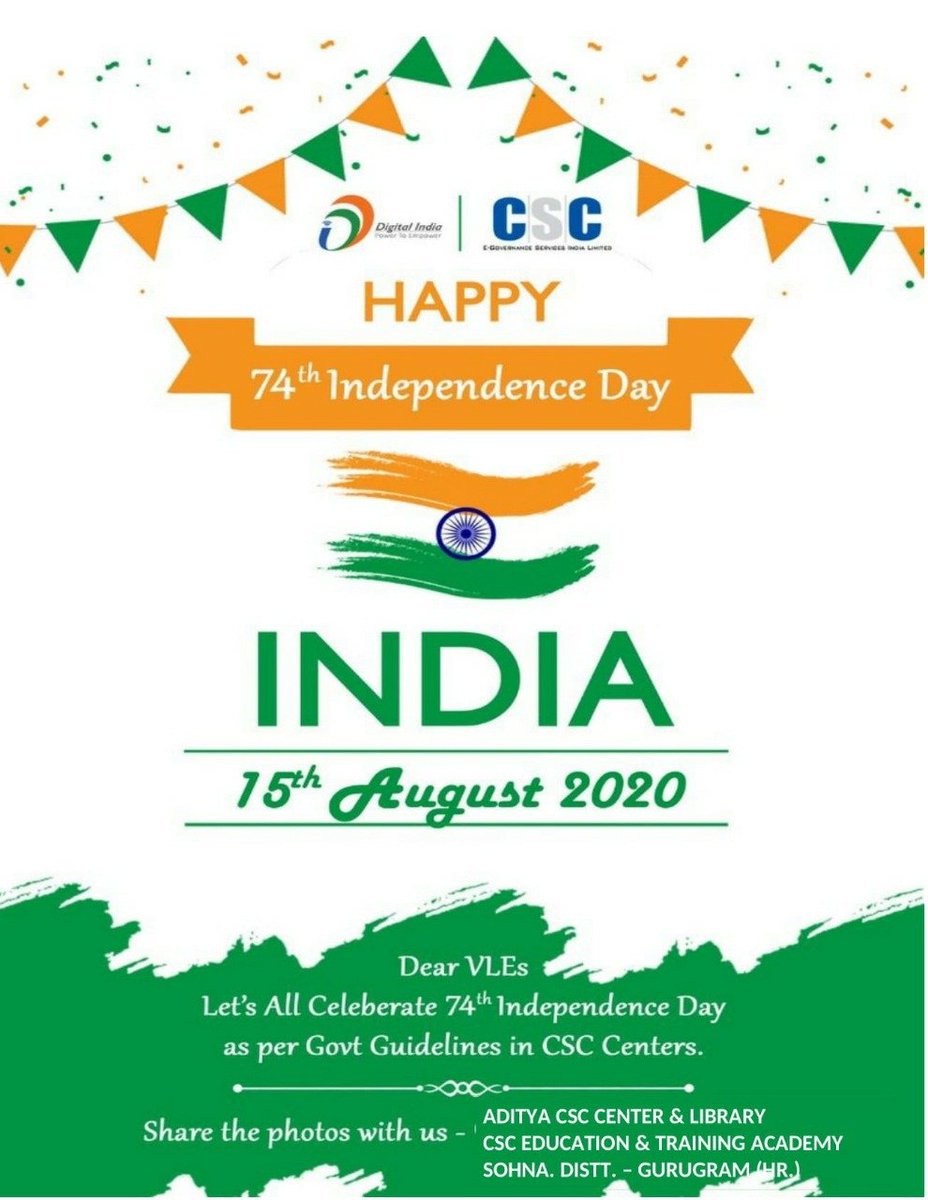 Harkesh49567424's tweet photo. Happy Independence Day @CscGurugram @deepak_4144 @cscharyana https://t.co/ADwZI12jn5