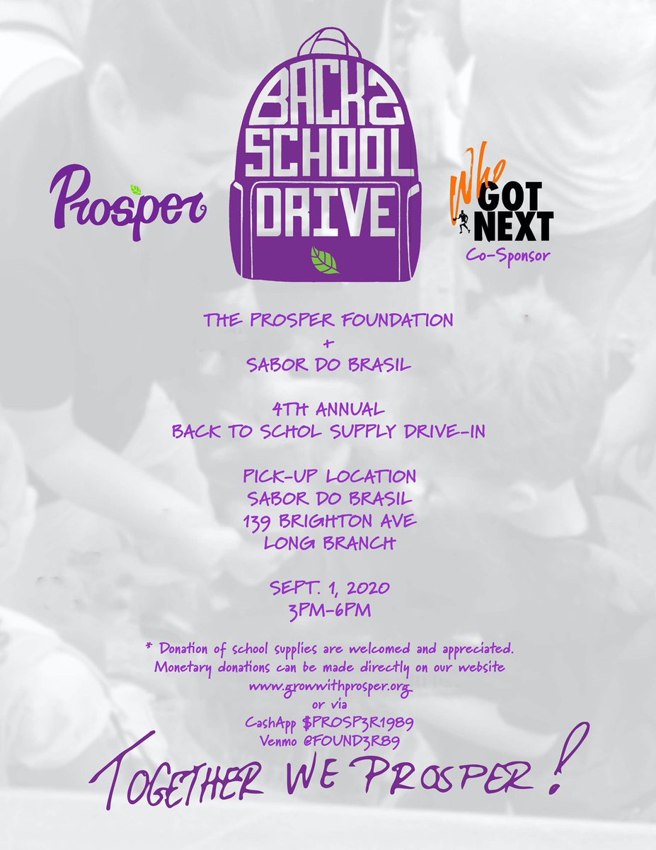 IPROSP3R89's tweet photo. 4th annual Back to School drive with @WhoGotNext_732
#LetsGetTheYouthRight
#Back2SchoolDrive
#TheProsperFoundation
#WhoGotNext
#MonmouthCounty
#EducationMatters https://t.co/7TDRpMecGB