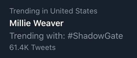 Millie Weaver and  #ShadowGate trending big (for now)