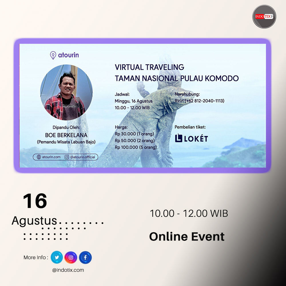 indotix's tweet photo. Hai sobat indotix, Atourin mengadakan " Virtual Tour ke Taman Nasional Pulau Komodo"Yuk gabung #VirtualTraveling ke Labuan Bajo,dipandu langsung oleh Boe Berkelana selaku Pemandu Wisata di Labuan Bajo utk info klik: https://t.co/Q9VG3daNBs https://t.co/hHF81hwMkv