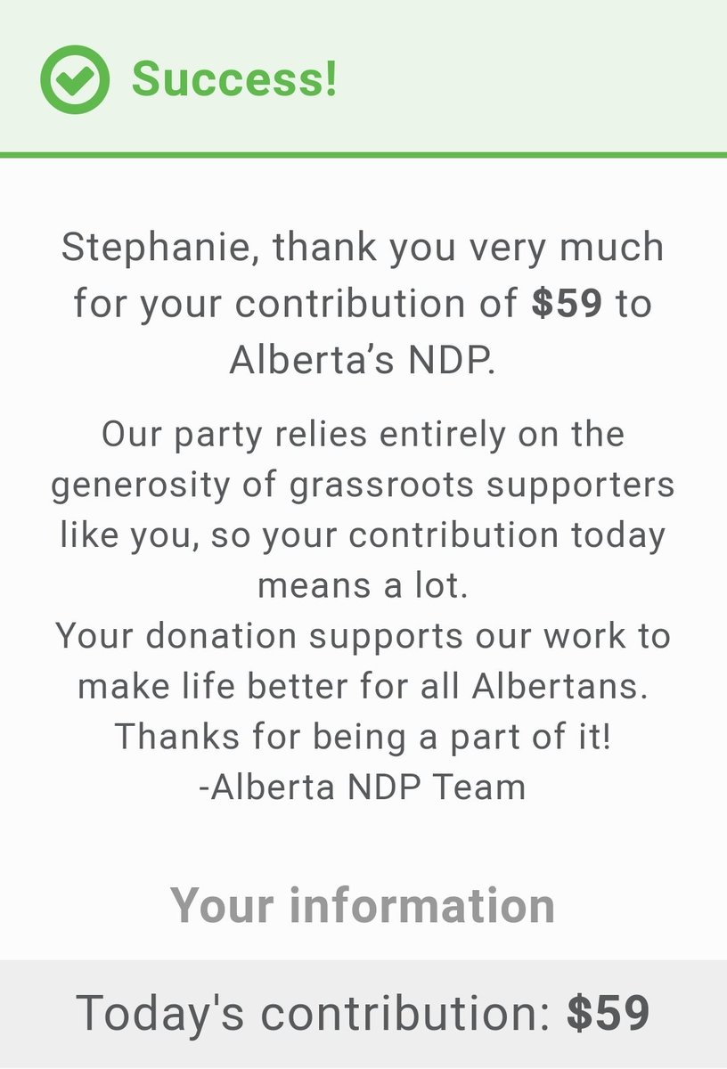 stezsez's tweet photo. I just wished @AdrianaLaGrange a happy early bday with $59 donation to @albertaNDP ($1/year). Donations are being doubled until midnight! Won't you join me? π
#ableg #abpoli #SafeSeptemberAB #cbeyyc #abed #yeg #yyc #HappyBrithdayLaGrange https://t.co/zFx6iIke7B
