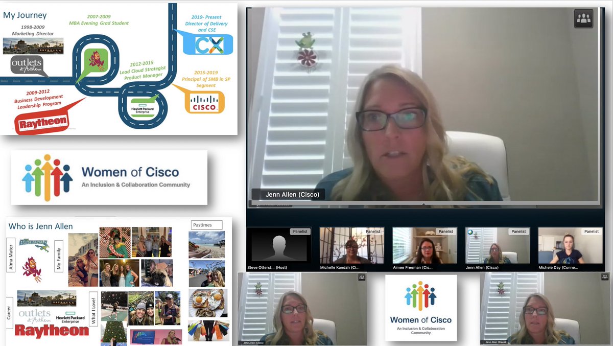WomenOfCisco's tweet photo. 🌟Own your career
🌟Know your north star
🌟Everyone has a different ceiling
🌟Build a diverse peer network
Bold, authentic & real #Leadership best practices shared by Jenn @skygtmservices #CiscoCX & special guest Sarah Goldberg with 150 #WomenOfCisco Exec Shadow participants. https://t.co/17S9JZLrJ8