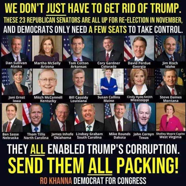 dr_777777's tweet photo. @realDonaldTrump @FoxNews Thanks for reminding me that all Republican Senators need to go.
#NeverForgetNotGuilty
#GameShowHoaxFakePresident https://t.co/xAbfUvzbtO