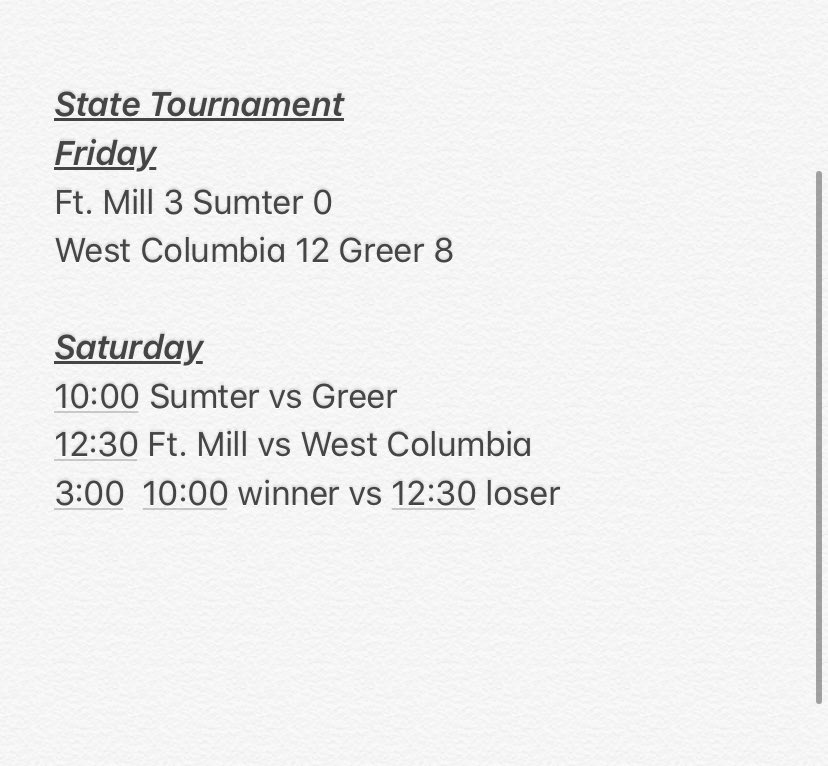 SC_ALSL's tweet photo. Sr. Tournament update with Friday’s opening round final scores and Saturday’s schedule.... https://t.co/Hcf6DAE1v6
