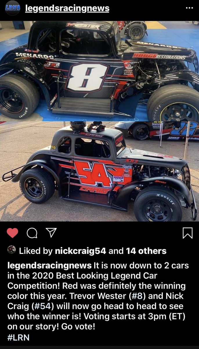 moback43's tweet photo. We need your help. We’ve made it the final round for the best appearing legend car. Go to legends racing news Instagram page click on their story and vote for that beautiful 54 car. #greyghost #jrc3 #ccboiler #cpinc #studio10wraps #racingradios #dracosprings #sri https://t.co/FfS14zP78I