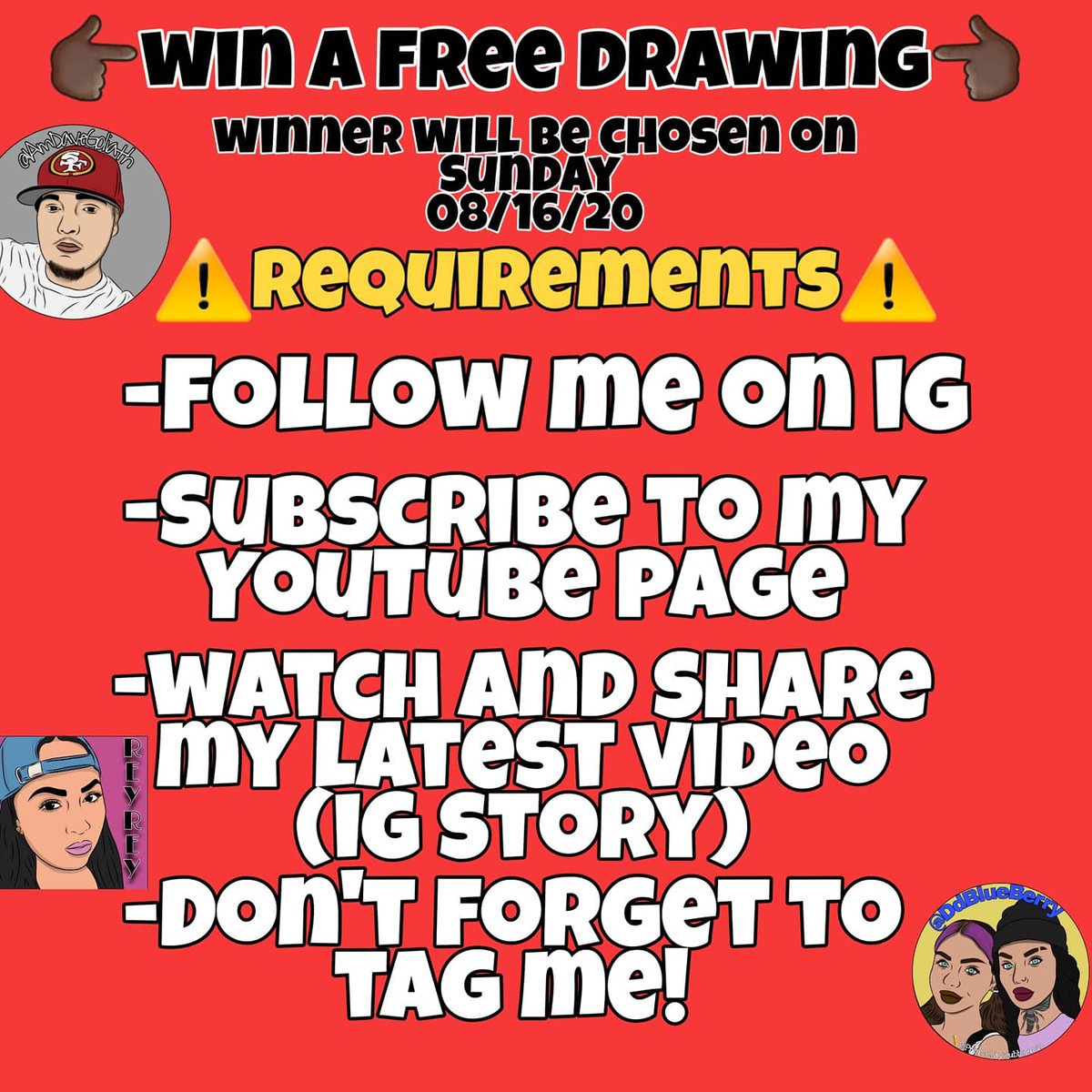 PrinceJaydubb's tweet photo. ‼️WIN A FREE DRAWING‼️
FIRST DRAWING GIVEAWAY
I'll Choose A Winner On Sunday
08/16/20 8Pm
⚠️MUST SHARE ON IG Story To Be ELIGIBLE
-YOUTUBE LINK IN IG BIO
#CatchMeInTheWind
@princejaydubbmusic 
#Art #drawing #digitaldrawing  #draw #PrinceJayDubb #NewVideo #NewVideoAlert #Pendo46 https://t.co/xiom3r5eEg