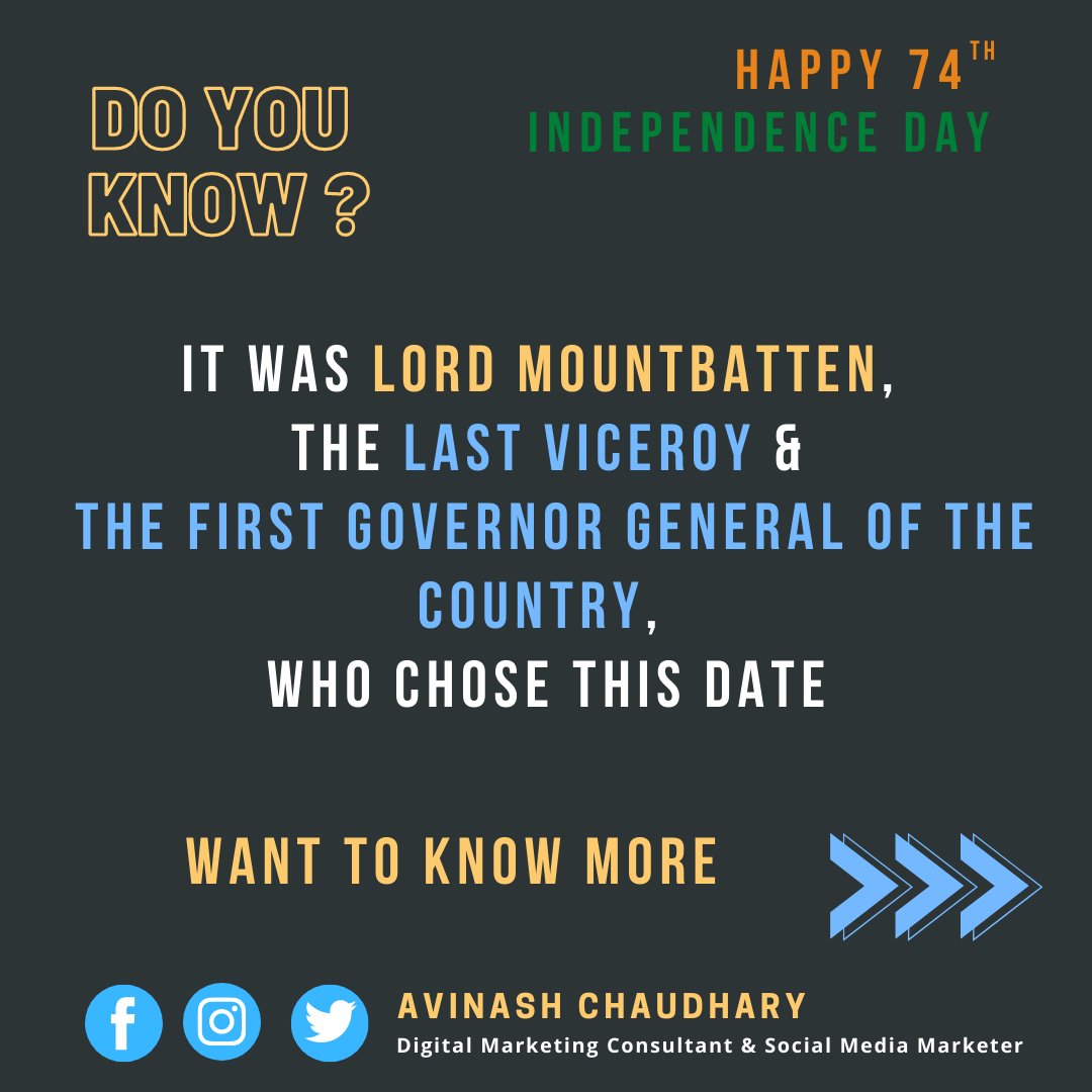 capturebyav's tweet photo. Do you know?
Why was 15th August chosen for India's Independence??
#independenceday2020 #independencedayfacts #interestingfacts #freedom #15thaugust #74yearsoffreedom #india #redfort #digitalart #digitalcontentcreator #socialmedia #socialmediamarketer #twittercontentstrategist https://t.co/VF35GZDZTx