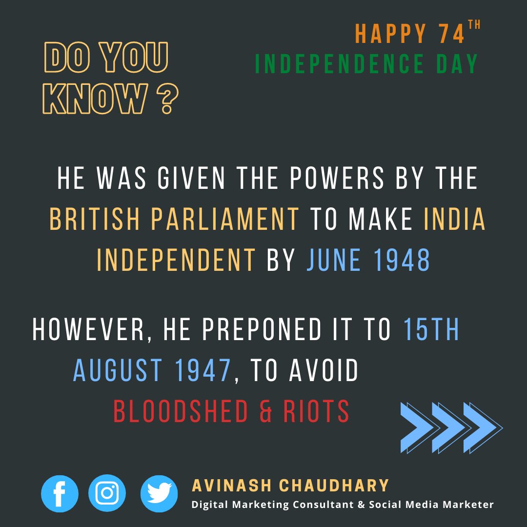 capturebyav's tweet photo. Do you know?
Why was 15th August chosen for India's Independence??
#independenceday2020 #independencedayfacts #interestingfacts #freedom #15thaugust #74yearsoffreedom #india #redfort #digitalart #digitalcontentcreator #socialmedia #socialmediamarketer #twittercontentstrategist https://t.co/VF35GZDZTx