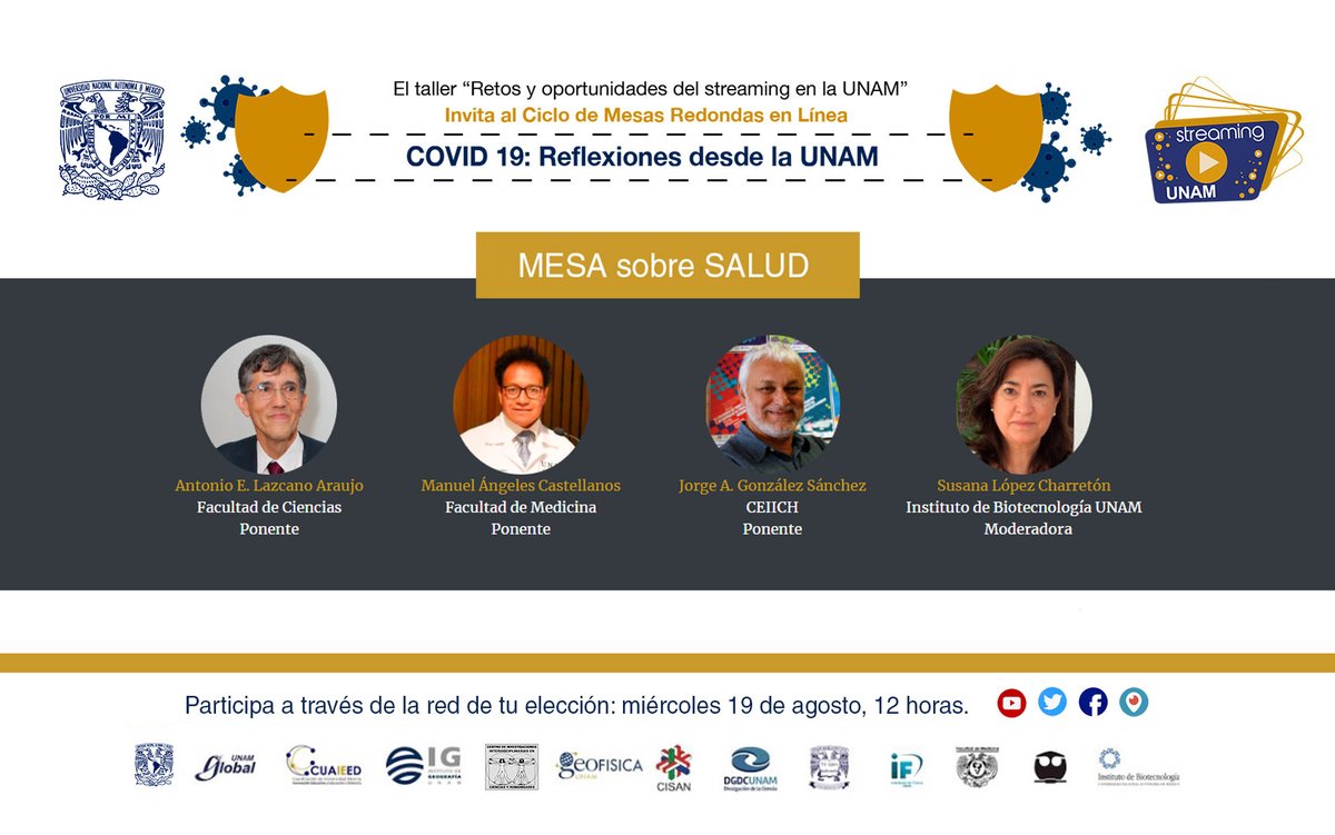 ceiich_unam's tweet photo. Mesa de análisis sobre el tema de la Salud en la pandemia de #COVID19 del ciclo #Reflexionesdesdelaunam
Participa a través de la red de #StreamingUNAM.
Transmisión @ceiich_unam:
https://t.co/dkl2CB7A3t
#YouTube #FacebookLive #Periscope https://t.co/WFESbJ7fHg