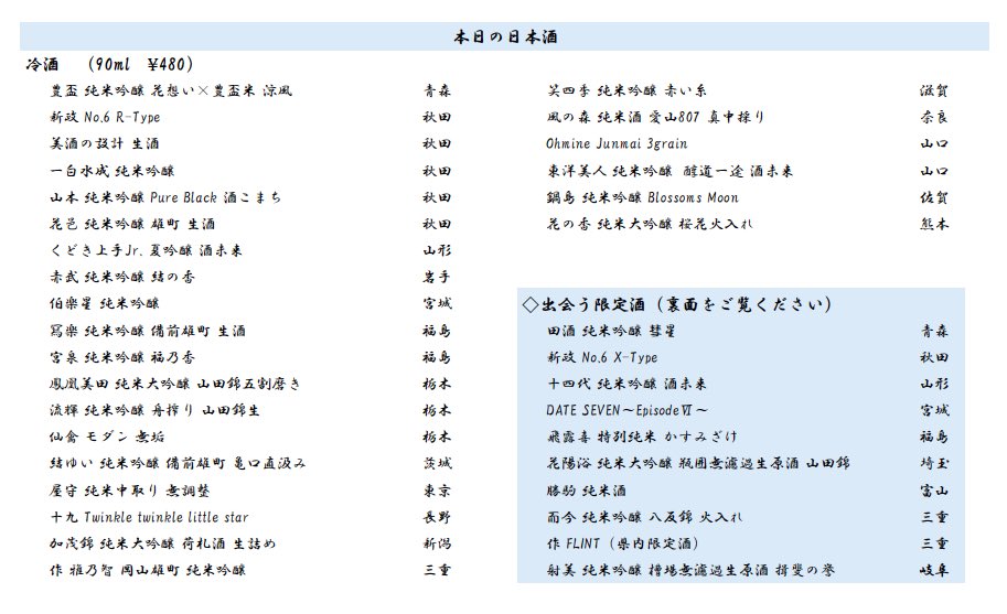 お数家くうがのあるじ 昨日も沢山呑んでいただきありがとうございました 今日もたくさんの日本酒を用意して 17時より営業します よろしくお願いします お数家くうが 溝の口駅 高津駅 居酒屋 日本酒 いろんな日本酒が飲める店 日本酒飲んで
