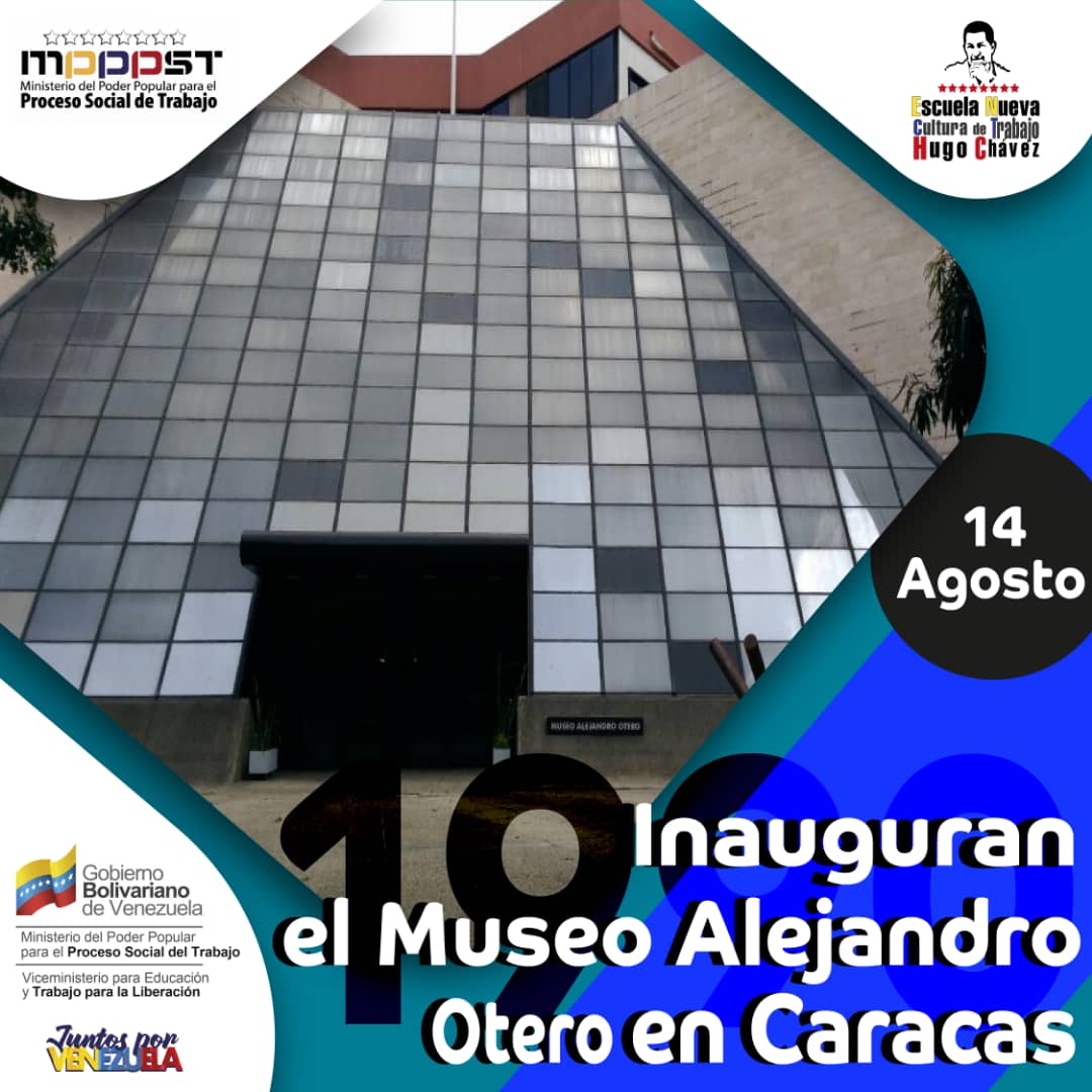 #Efemerides |#14agosto 
Museo Alejandro Otero rinde tributo a este importante artista Venezolano y se consolida como espacio para la participación y el intercambio cultural.
#GuerrillaObrera
#HastaLaVictoriaSiempreDarioVivas