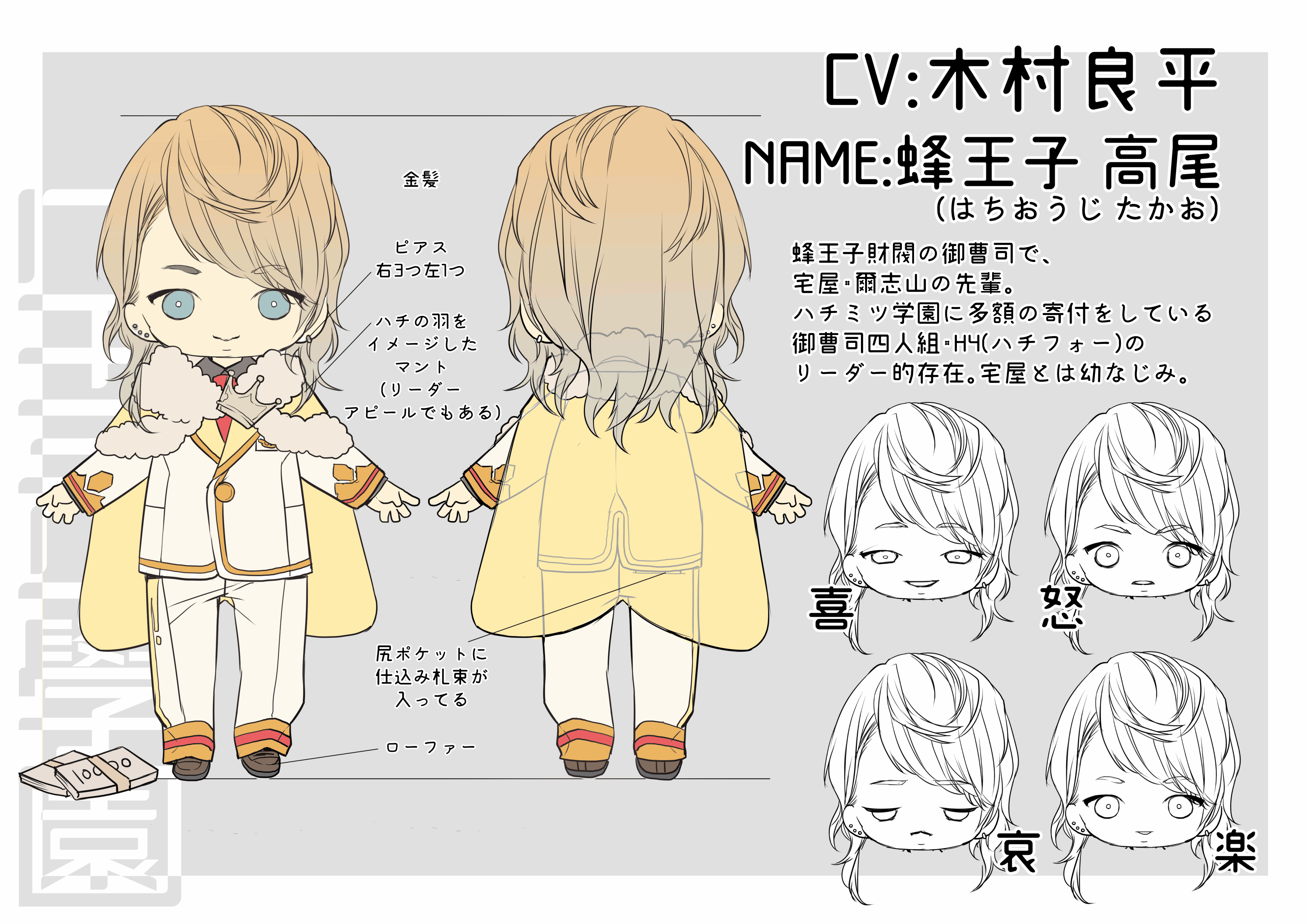 ハチミツ學園 ハチ学キャラ設定 蜂王子高尾 キャラクター設定を公開 ハチ学 木村良平 T Co Wvybm3uk4g Twitter