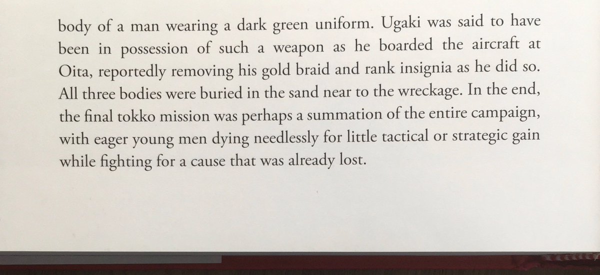 That evening, more Suisei appeared off Okinawa bent on final missions. On board one of the dive bombers was Admiral Matome Ugaki, one of the architects of the kamikaze campaign. Again, the mission, like the campaign itself, was in vain. More excerpts from Desperate Sunset 4/x