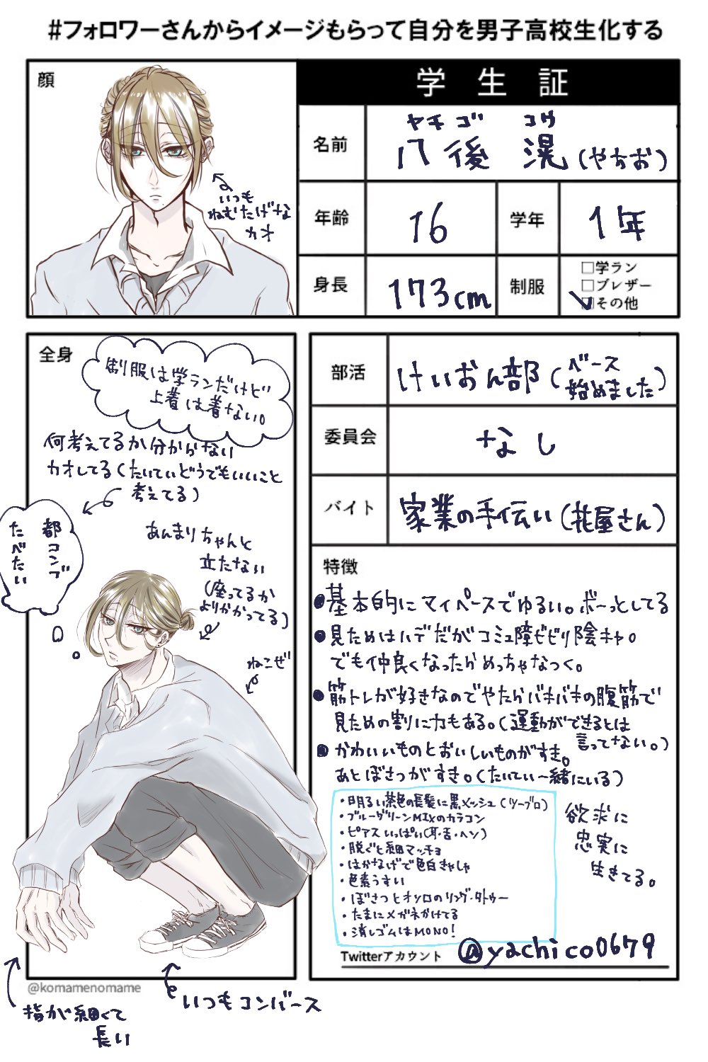 やちここ やっと仕上がった ゴチャゴチャしてて読みづらくてすみません はーやっと絡み絵に取りかかれる 構ってやって下さいー 男子高校生化 学生証 T Co Xhupcjnutc Twitter
