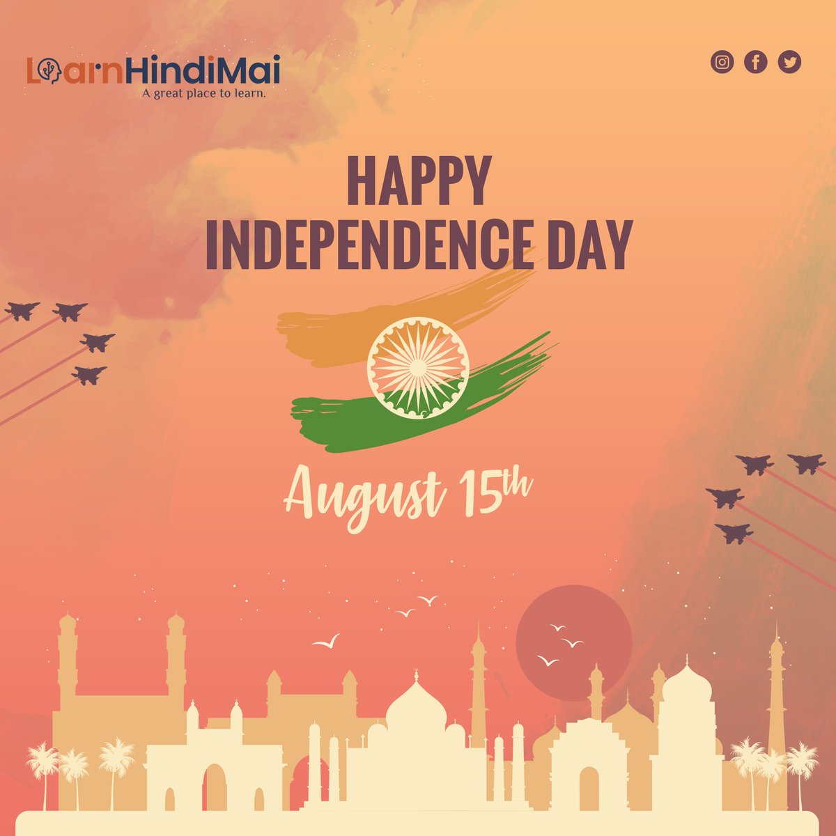 learnhindimai's tweet photo. On Independence Day, a sense of patriotic pride takes over all citizens as everyone wishes one another a Happy Independence Day.

#15August2020 #15August1947 #15augustus1945 #IndependenceDayIndia #IndependenceDay2020 #IndependenceDayIndia2020 #IndependenceDay #learnhindimai https://t.co/rfynKPbQUu