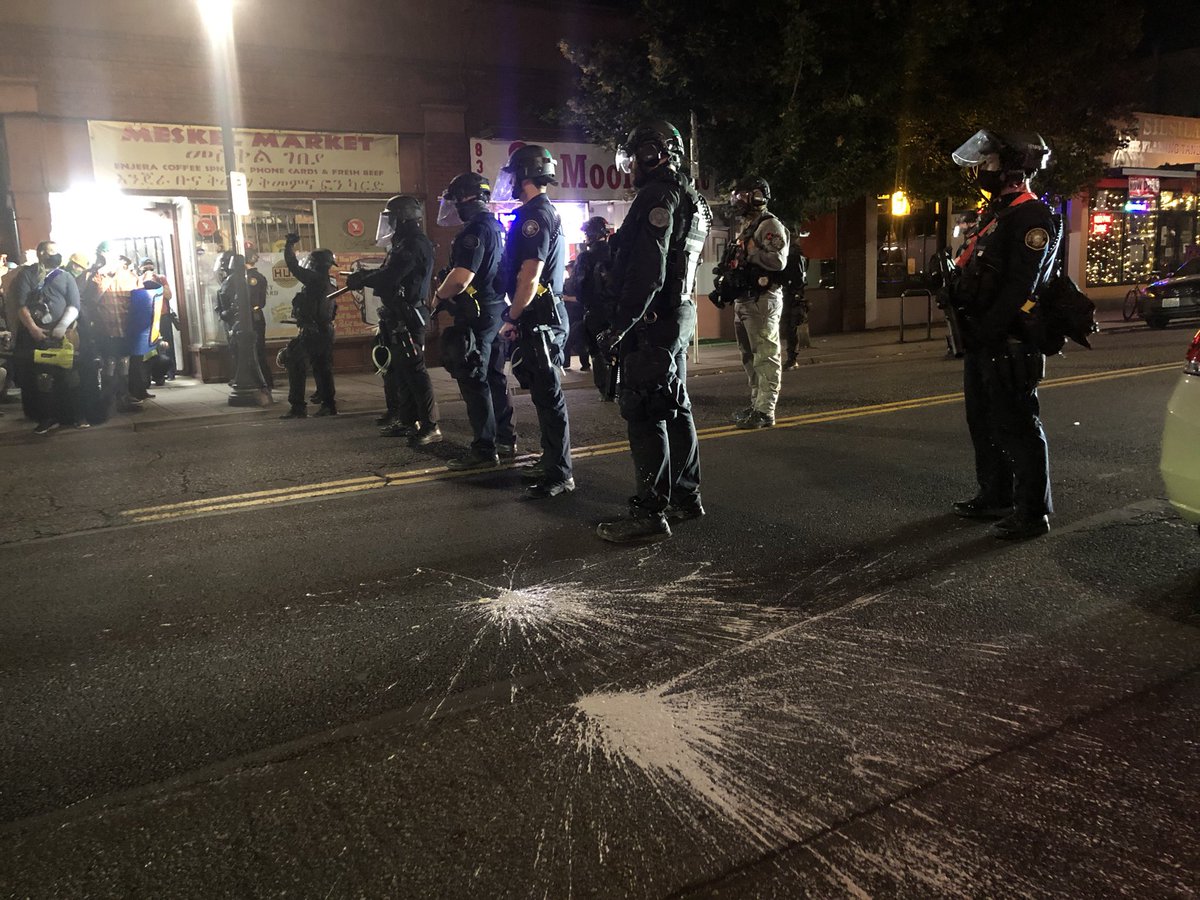 A couple paint ballons have been thrown into the street near officers as well as one water bottle, but nothing beyond that.  #portland  #salem  #salemoregon  #PortlandProtest  #portlandoregon  #oregon  #portlandprotests  #oregon  #pdx  #pdxprotest #clypiancoverage