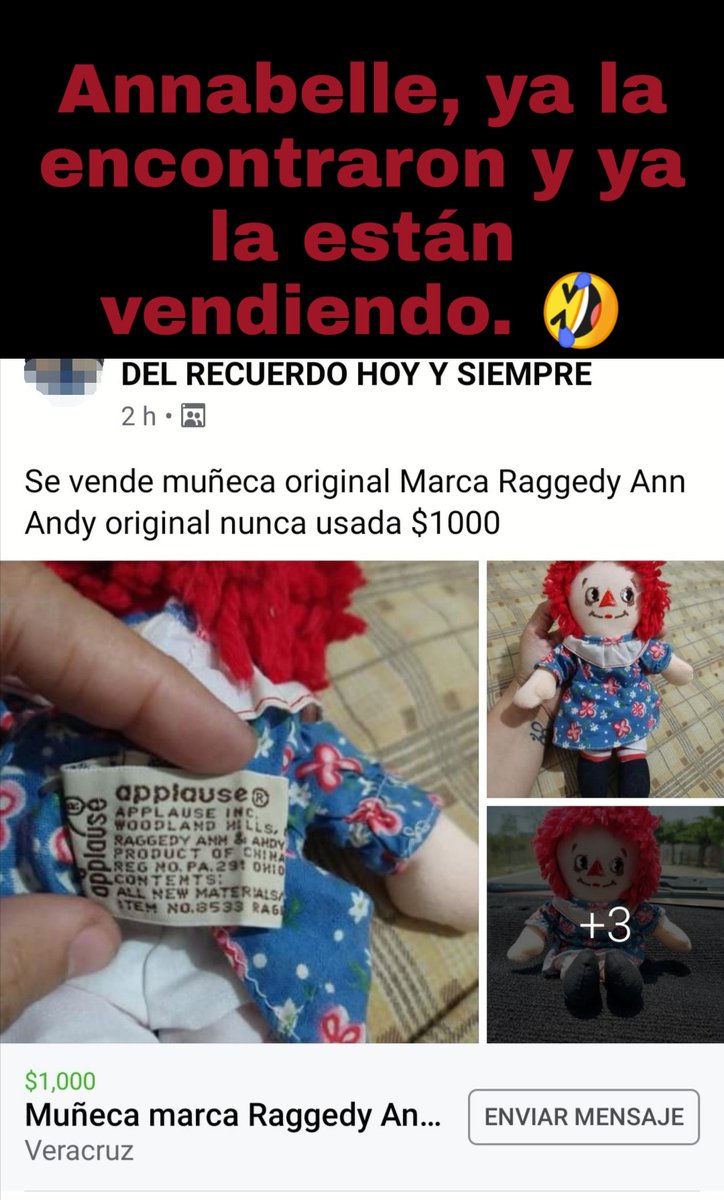 franchesco12's tweet photo. #Anabellescaped ya la encontraron y hasta en venta esta😂 https://t.co/qUTHsnwQ5k