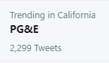 thyrll's tweet photo. the best part of living in california is when they shut off power to entire cities when it gets hot because pg&amp;e, the monopoly power company here, is held to such shit standards that their power grids literally start catching fire in the summer if we don't do rolling blackouts https://t.co/yM1QG1gIN7