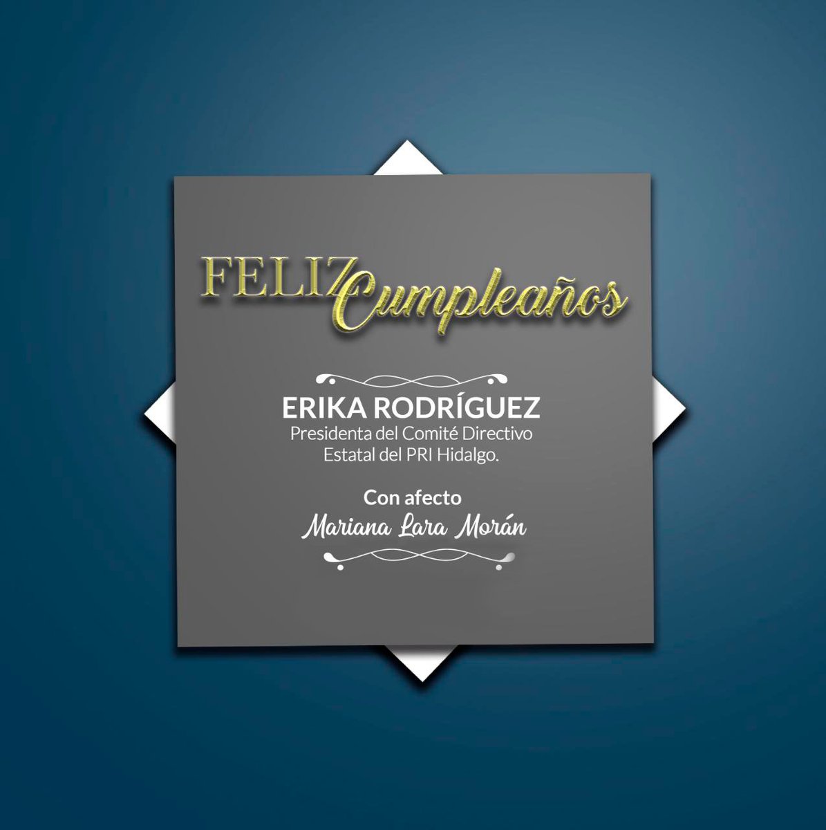 MLaraMoran's tweet photo. Con mucho cariño y respeto hoy felicito a una gran mujer, trabajadora, entusiasta y de mucha trayectoria. Mis mejores deseos hoy en tu día @Erika_RodH https://t.co/hmqZgGRknB