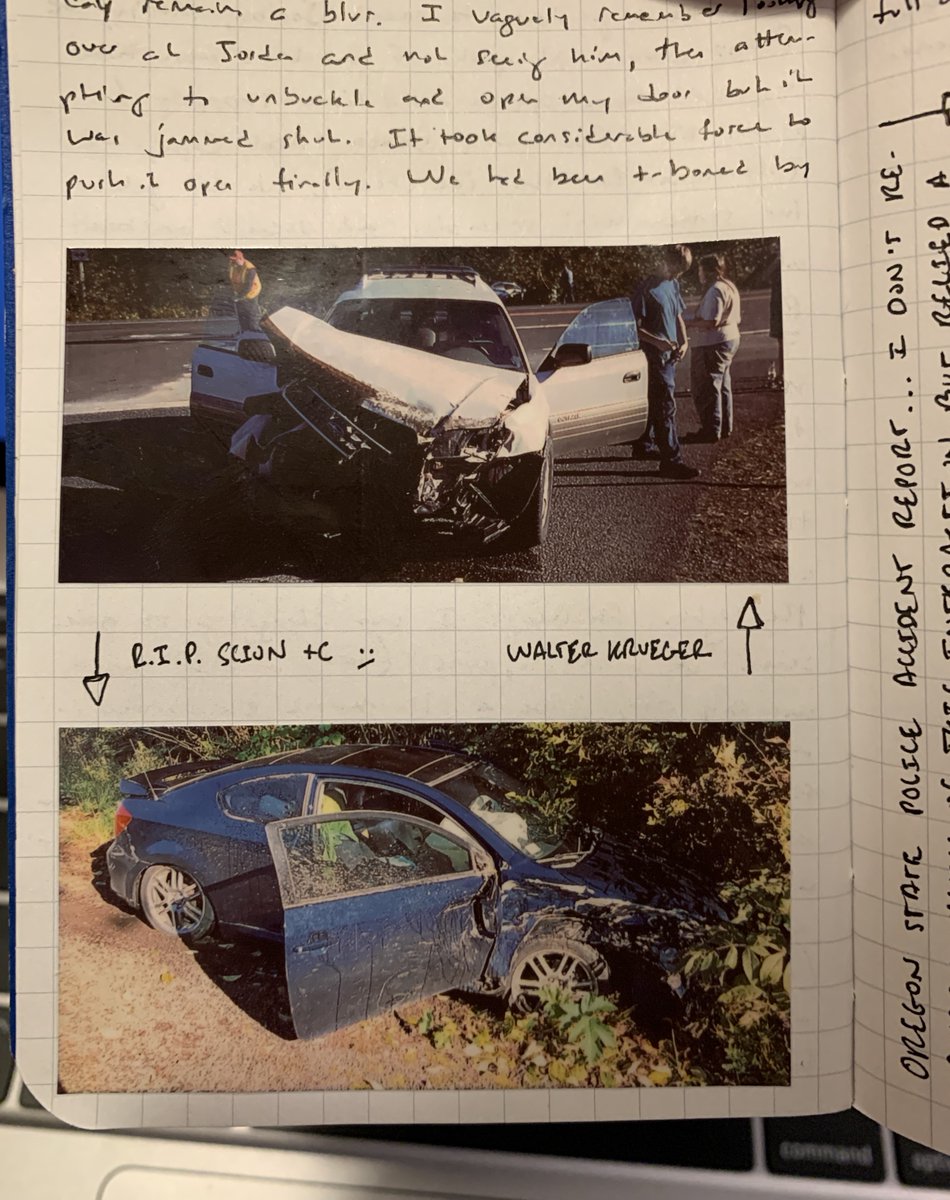 Jordan was driving on the OR coast when we got SLAMMED into by a 16 year old driver who wasn't paying attention. Here's an excerpt from my OR CF FN entry from that day. RIP my poor Scion tC, my first car (I loved that car!!) But we walked away ok.