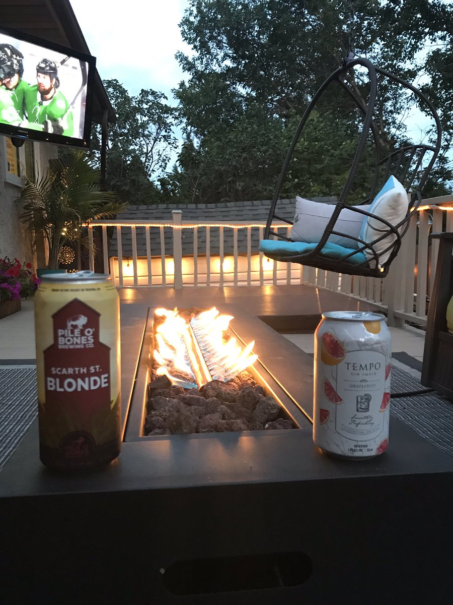 gillyboy17's tweet photo. NHL playoffs on deck in August - kinda loving it. @pileobonesbrews #saskysummer https://t.co/W3gdL0v1rp