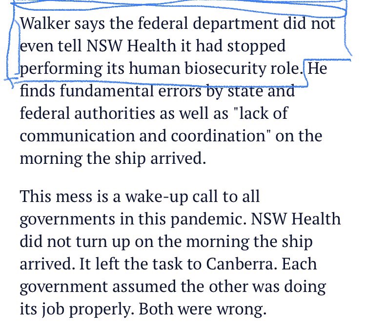 16. Misplaced media focus on ABF re Fed role in  #RubyPrincess debacle. DAMNING FINDINGS ON DERILICTION OF DUTY by DAWE (dept of agriculture, water & environment) responsible for human health quarantine since Oz Quarantine Service abolished.  @D_LittleproudMP Minister response?