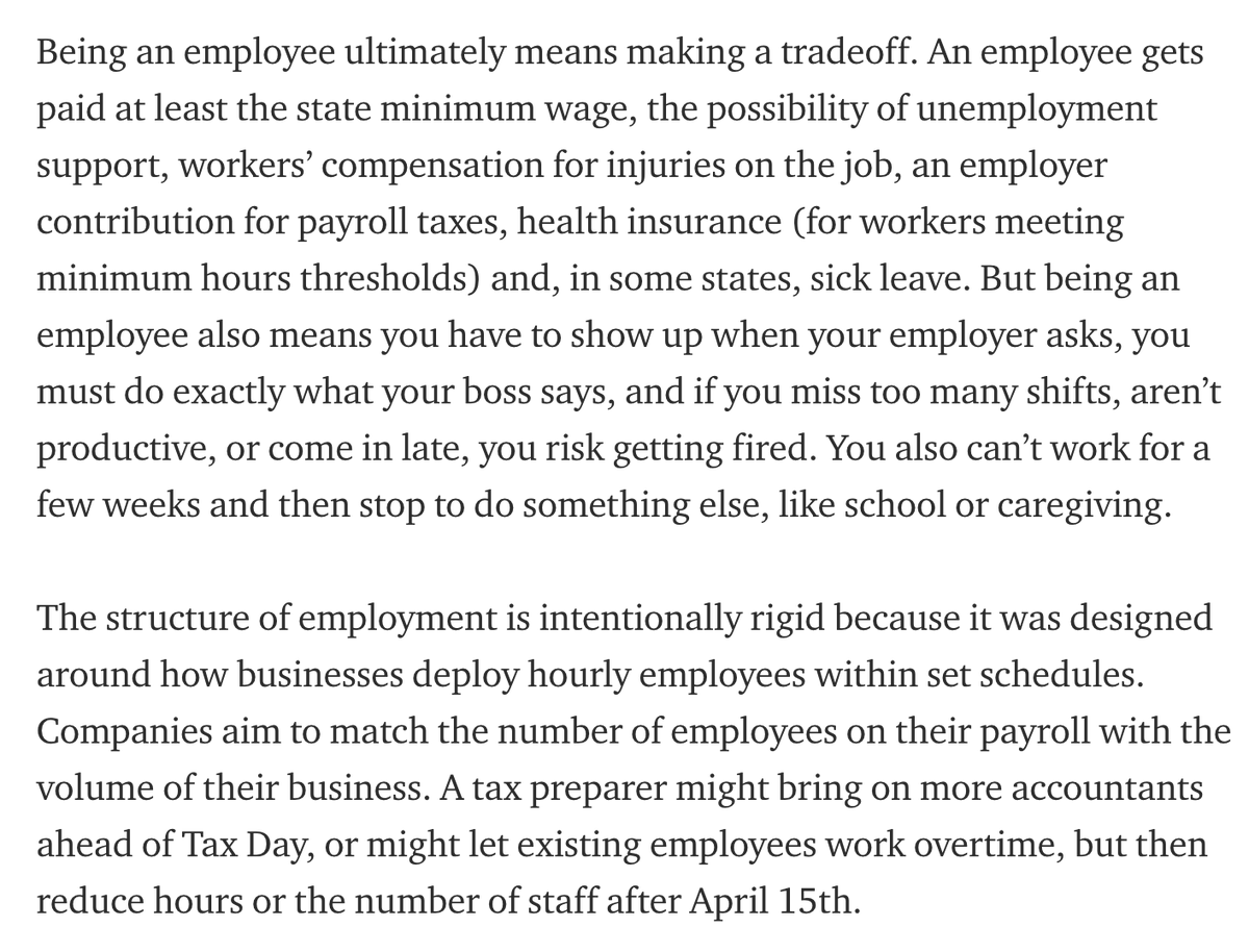 Uber’s work structure is already rigid. Look at their New York City quota system that was suspended THE DAY I published a report about it. In response to a minimum wage law, Uber was conditioning access to the app on unrealistic quotas, forcing drivers to sleep in their cars. 5/9