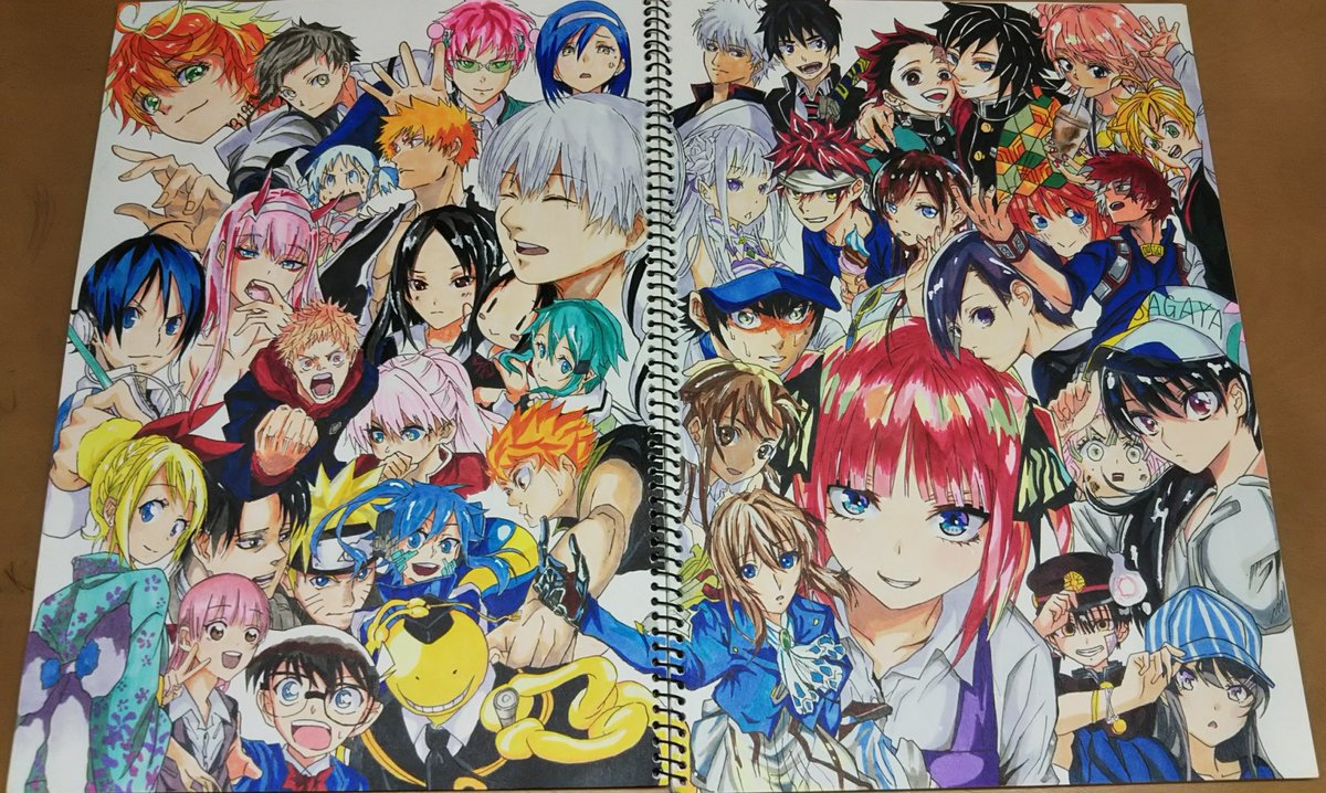 いつき お絵描き大好き人間 人気キャラの集合絵 良かったらいいね Rtお願いします 五等分の花嫁 東京喰種 鬼滅の刃 ハイキュー 約ネバ ヴァイオレット エヴァーガーデン ダリフラ ニセコイ Sao ヒロアカ 青ブタ 呪術廻戦 ナルト